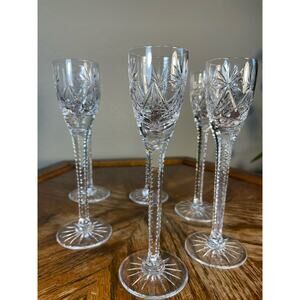 5 vintage Sherry Crystal Cut Glasses